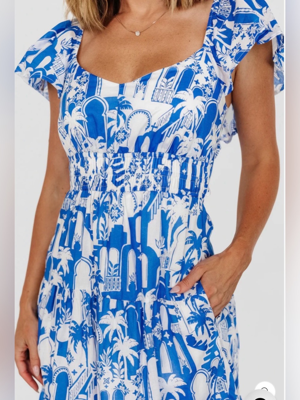 NWT BALTIC BORN Catira smocked lightweight cut out vacation maxi dress 1X - Picture 3 of 9